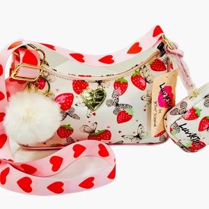 Betsy Johnson LBKYRS Strawberries & butterflies crossbody purse NWT (Sold Out)
